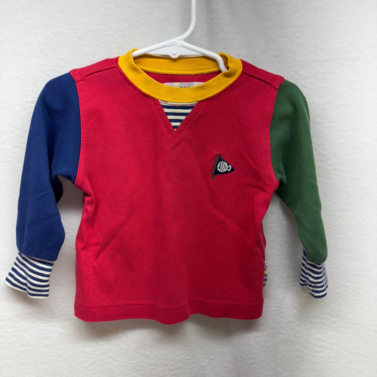 Gymboree Kids Colorblock Long Sleeve Shirt Nautical Flag Fish Applique Xsmall
